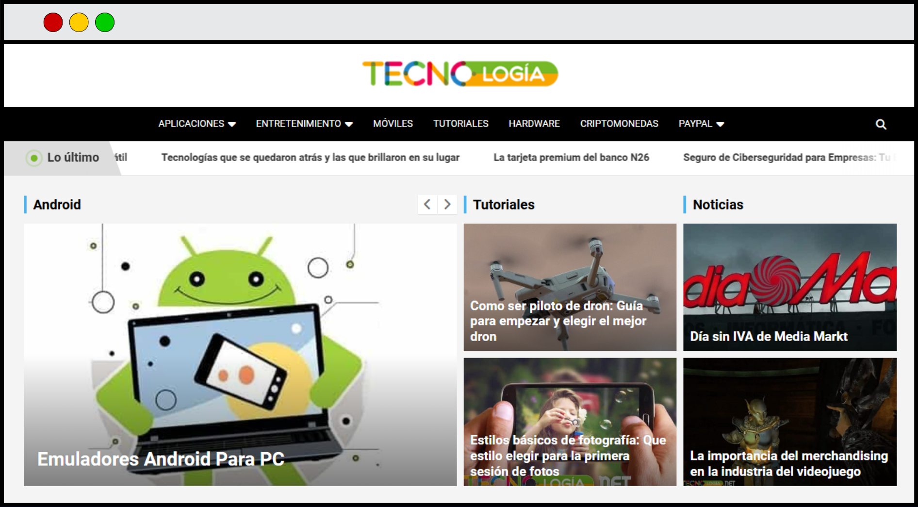 Portada de Página Web de Tecnología.net